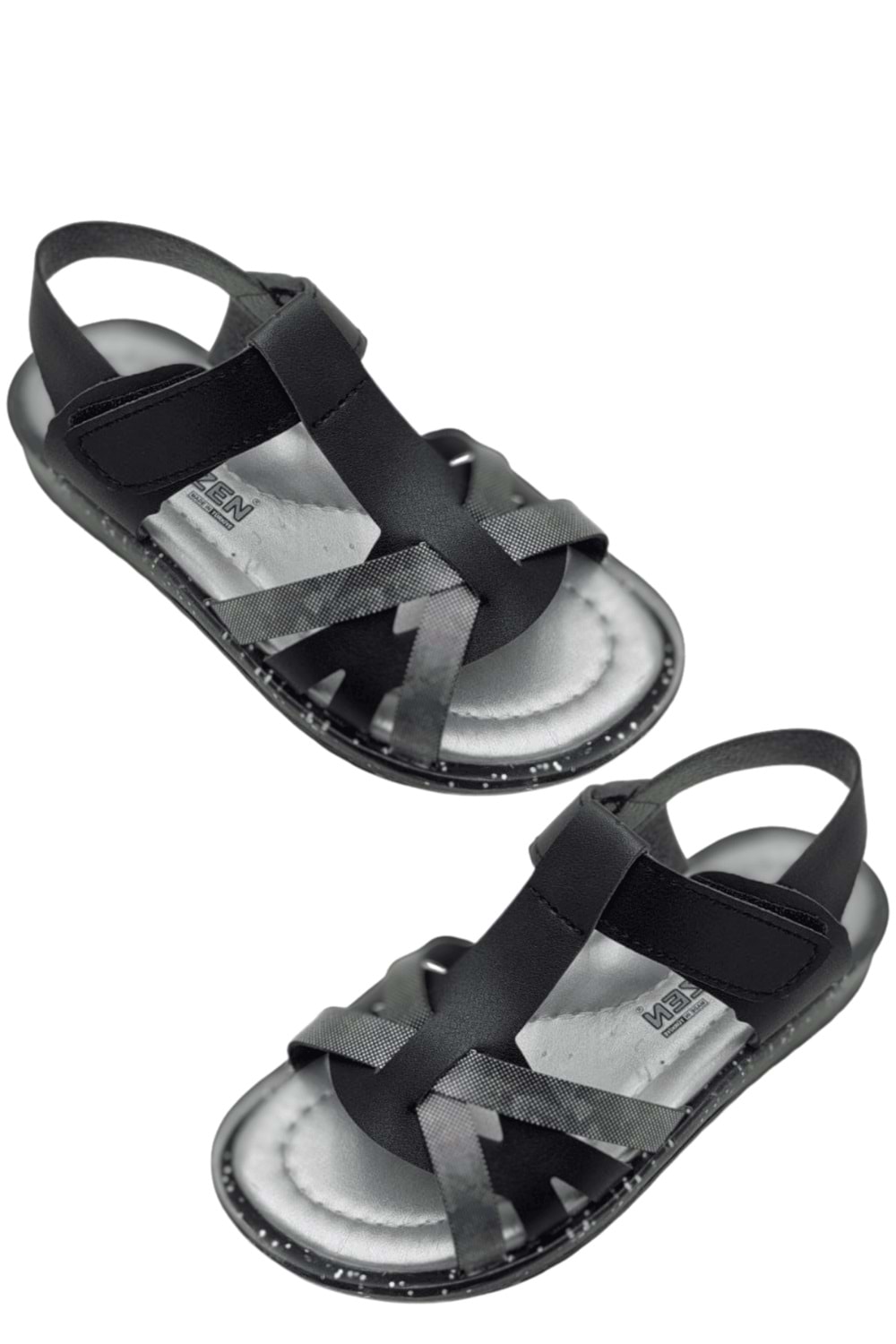 Siyah Sim Detaylı Kız Çocuk Bebek Sandalet