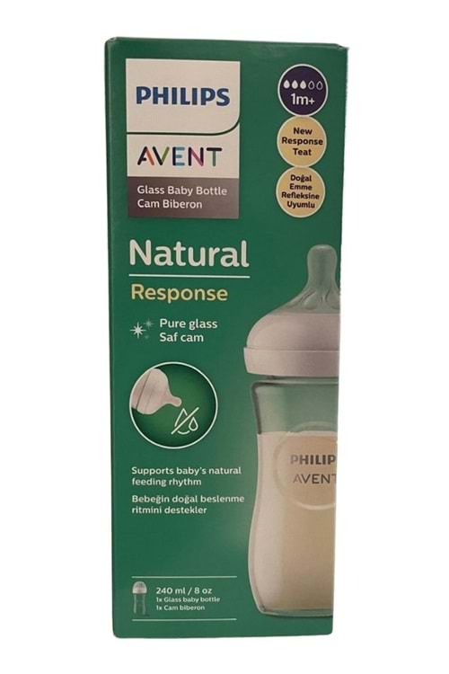 Philips Avent Natural Response Cam Biberon 1 Ay+ 240 ml, Tepkili Biberon Emziği SCY933-01