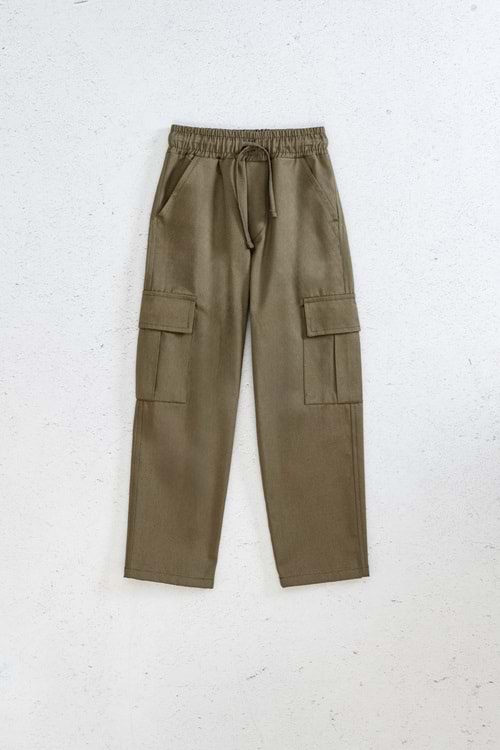 Beli Lastikli Kargo Cepli Bağcıklı Pantolon - 10-11 YAŞ