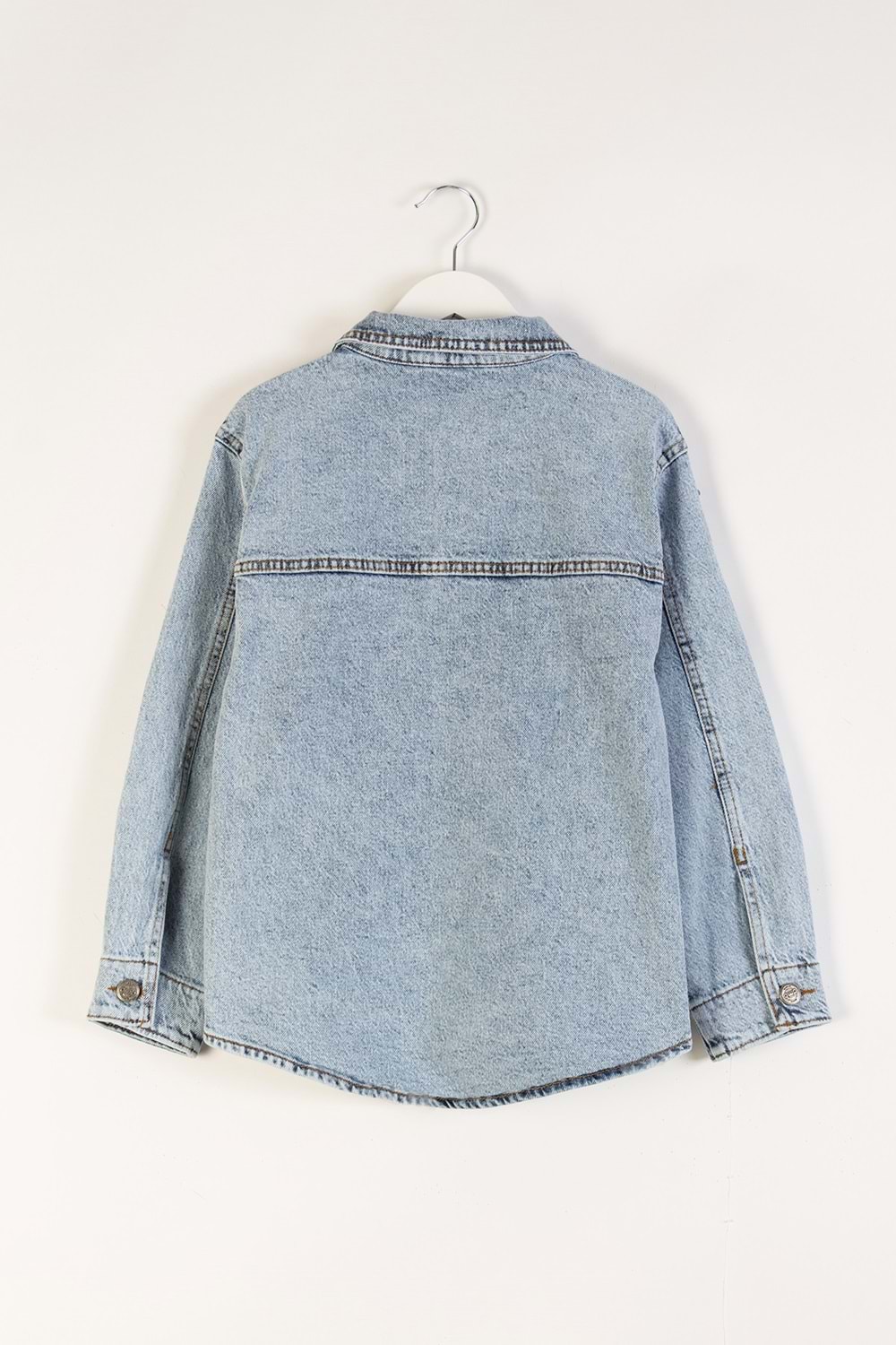 DMB BOYS & GIRLS Tek Cepli Yıldız Nakışlı Denim Kız Çocuk Kot Gömlek