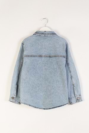 DMB BOYS & GIRLS Tek Cepli Yıldız Nakışlı Denim Kız Çocuk Kot Gömlek