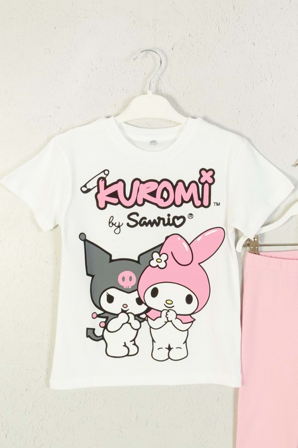 Kuromi ve My Melody Baskılı Kız Çocuk Tişört