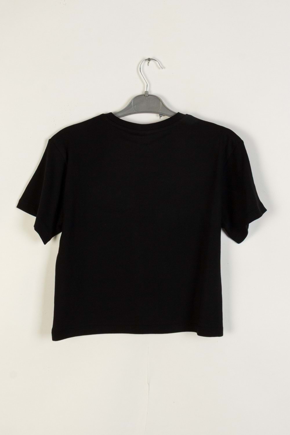 Fiyon Varak Baskılı Bisiklet Yaka Kız Çocuk T-Shirt - Siyah