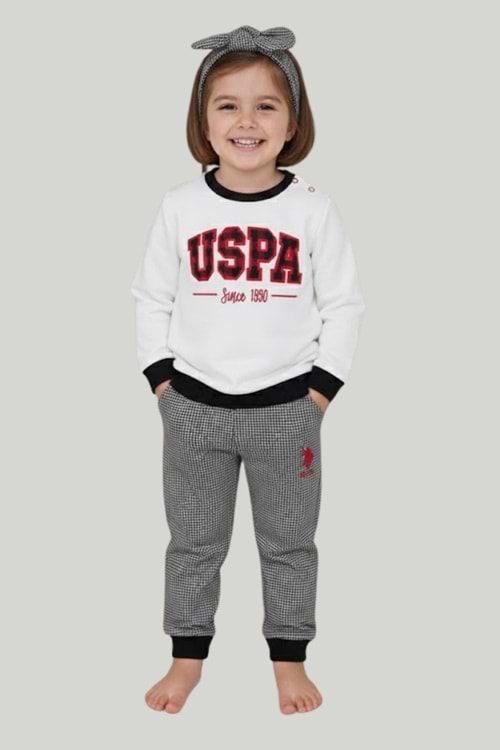 Önü Nakışlı Saç Batlı Kız Bebek Eşofman Takım