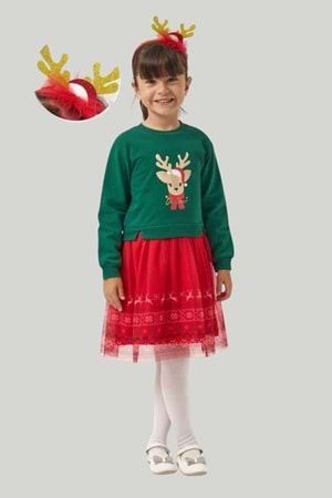 Yılbaşı Temalı Kız Çocuk Elbise ve Taç Seti