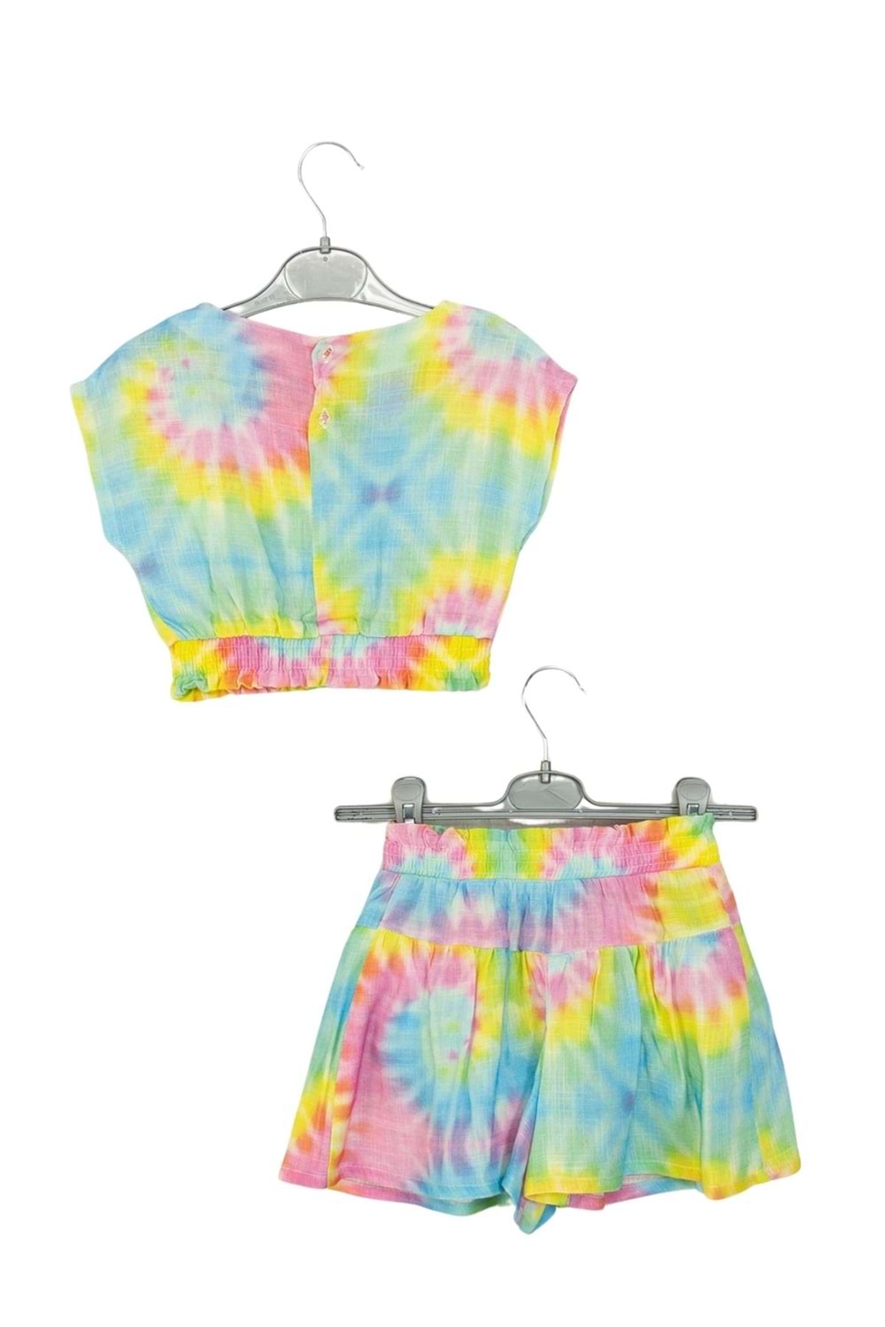 Batik Desenli Crop Top ve Şort Kız Çocuk Takım