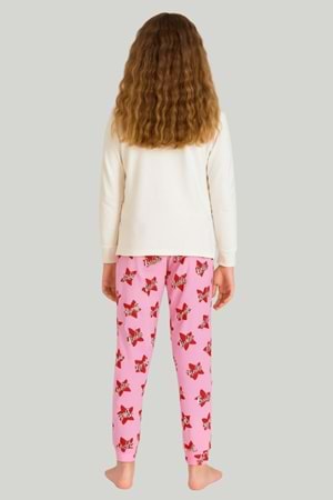 Kız Çocuk Barbie Baskılı Uzun Kollu Pijama Takımı