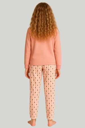 Kız Çocuk Stitch Baskılı Pembe Pamuklu Pijama Takımı