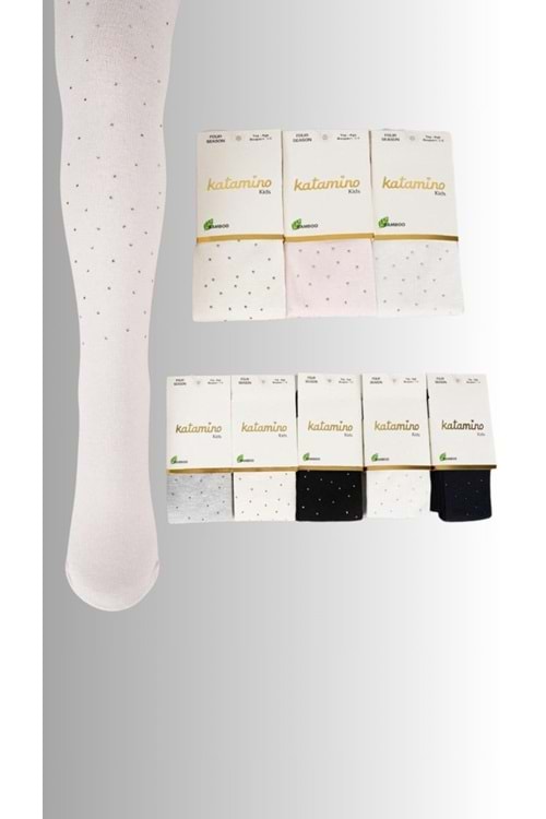Taş Baskılı Bamboo Kız Çocuk Külotlu Çorap - Pembe