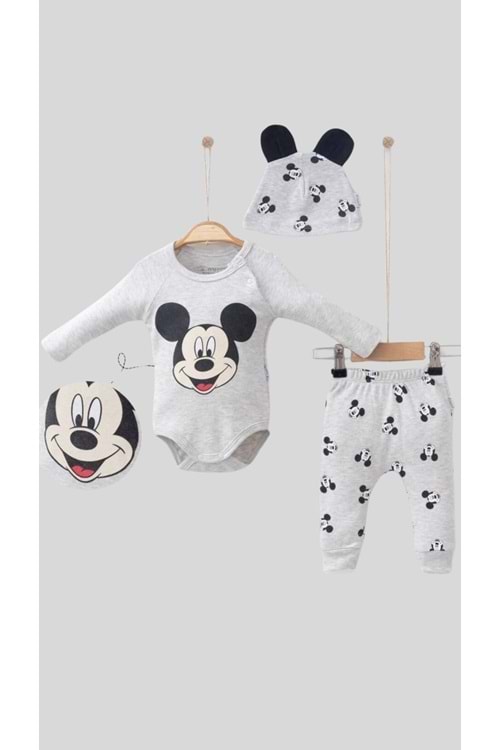 Mickey Mause Baskılı Erkek Bebek Üçlü Takım