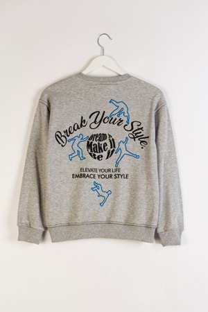 Erkek Çocuk Gri Baskılı Eşofman Takım – Rahat ve Şık Günlük Spor Üst & Alt