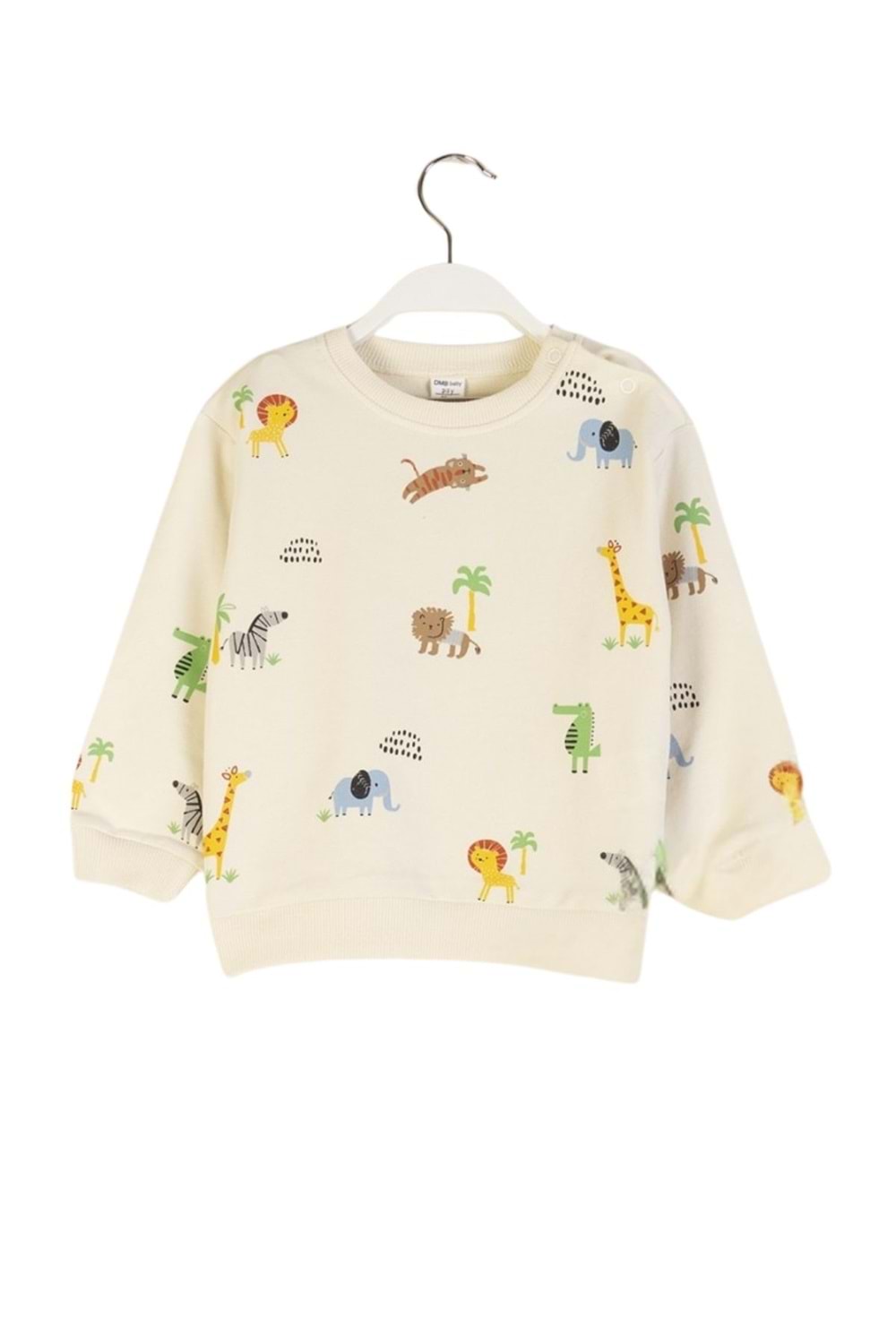 Hayvan Baskılı Bisiklet Yaka Çıtçıt Kapamalı Paçaları Lastikli Erkek Bebek Eşofman Takım