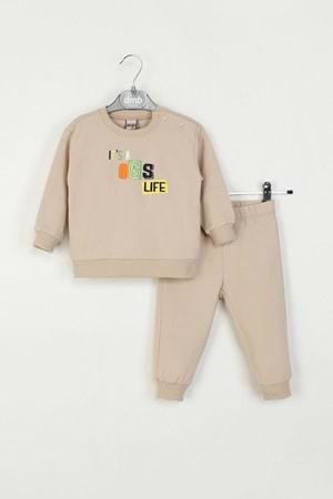 Erkek Çocuk Yaş Eşofman Takımı “It’s a Dog’s Life” Baskılı Sweatshirt & Alt