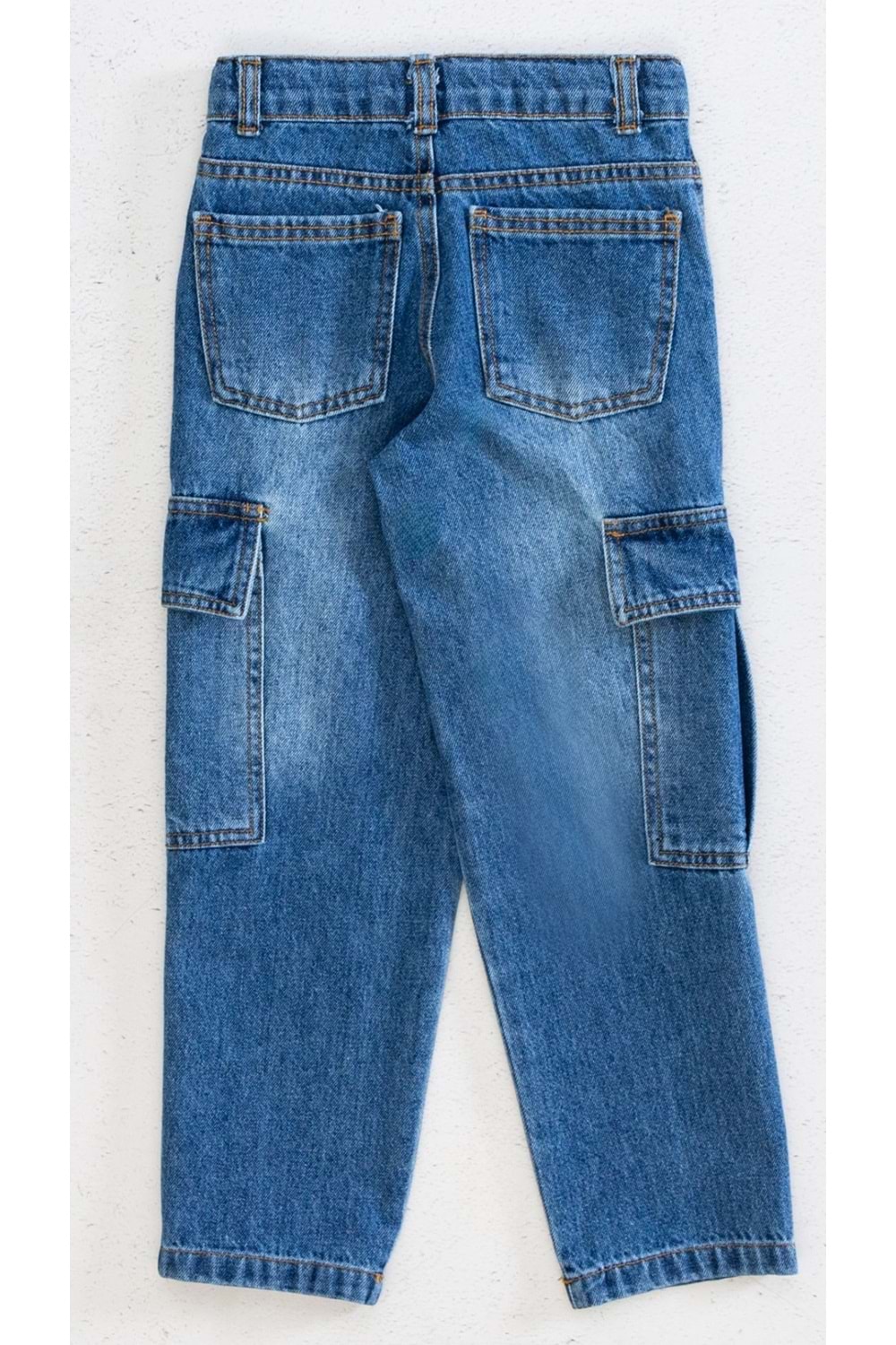 Kargo Cepli Ayarlanabilir Belli Erkek Çocuk Kargo Kot Pantalon - İndigo - 7-8 YAŞ