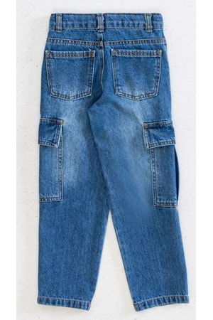 Kargo Cepli Ayarlanabilir Belli Erkek Çocuk Kargo Kot Pantalon - İndigo - 7-8 YAŞ