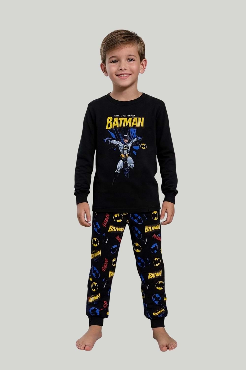 Batman Uzun Kollu Erkek Çocuk Pijama Takımı