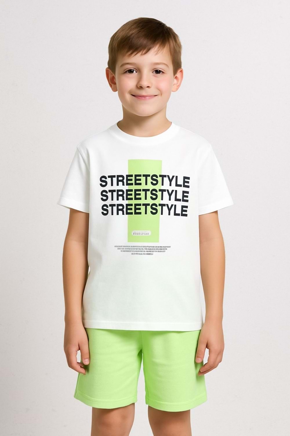 Erkek Çocuk Streetstyle Baskılı Şortlu Takım - 2'li Yazlık Spor Kombin