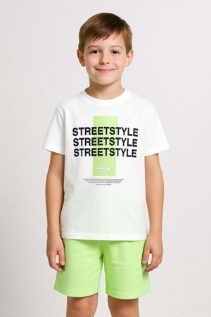 Erkek Çocuk Streetstyle Baskılı Şortlu Takım - 2'li Yazlık Spor Kombin