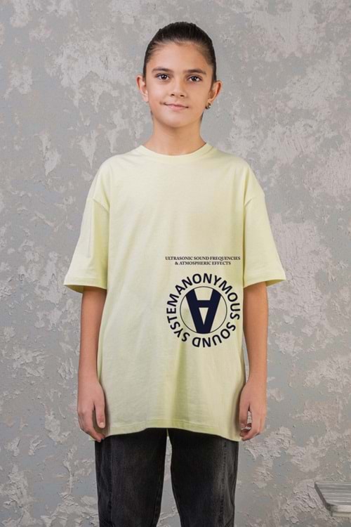 Önü Sırtı Baskılı Bisiklet Yaka Erkek Çocuk T-Shirt - Sarı