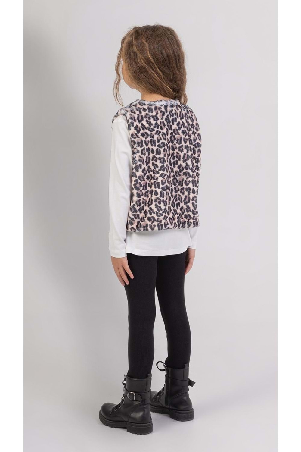 Leopar Yelekli Taytlı Bady li 3lü Kız Çocuk Takım