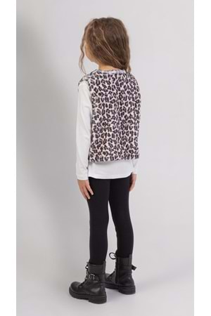 Leopar Yelekli Taytlı Bady li 3lü Kız Çocuk Takım