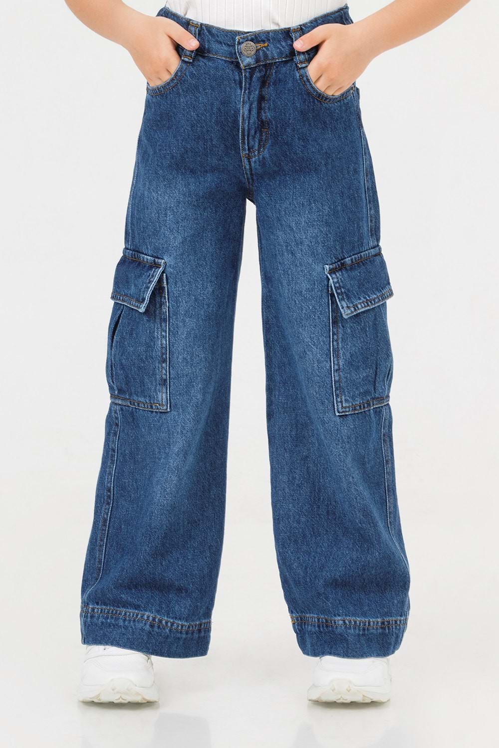 Kargo Pantolon Beli Ayarlanabilen Düğme Kapamalı Kız Çocuk Kargo Pantolon Beli Ayarlanabilen Düğme Kapamalı Kız Çocuk