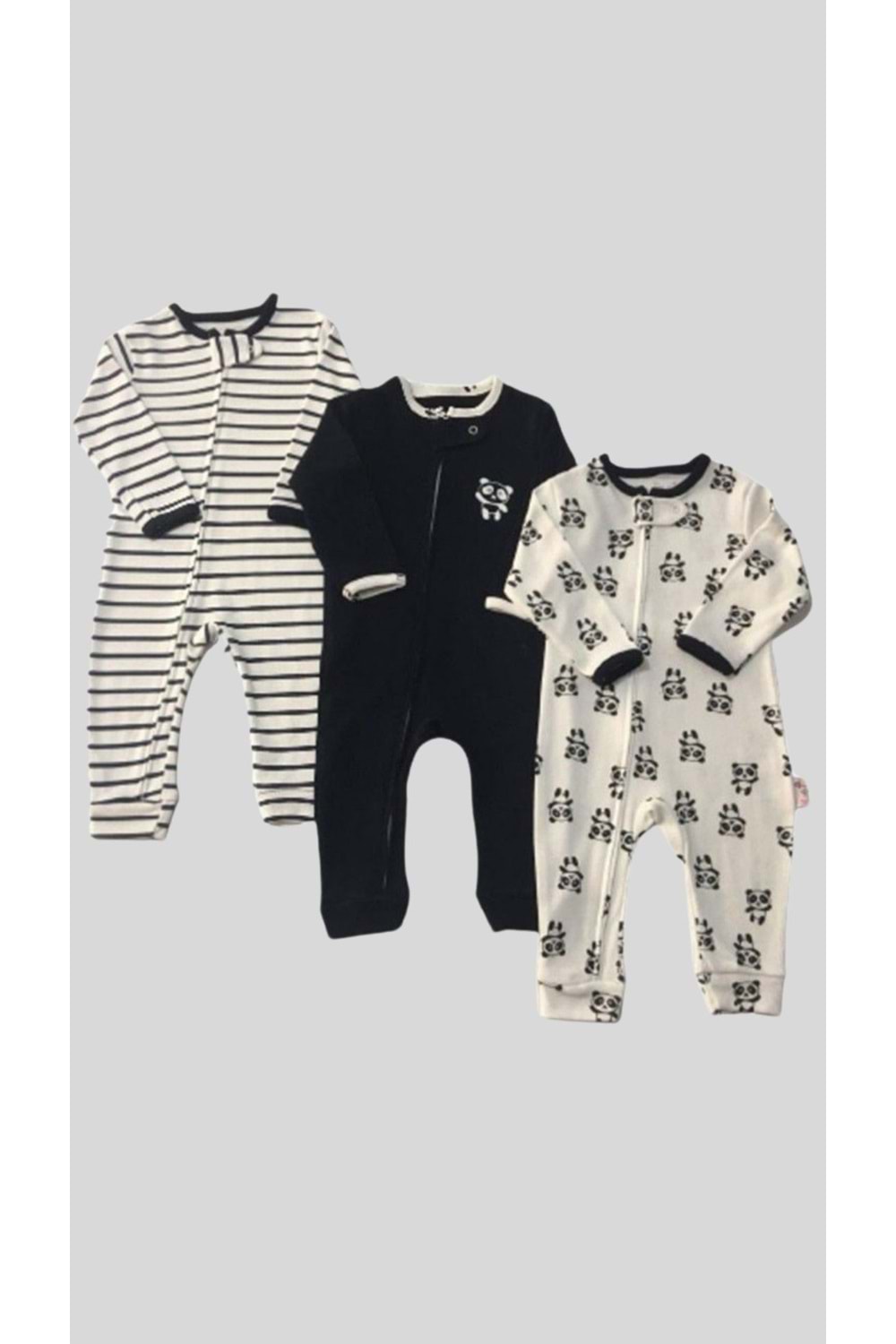 Sevimli Panda Baskılı Fermuar Kapamalı 3lü Ünisex Tulum Sevimli Panda Baskılı Fermuar Kapamalı 3lü Ünisex Tulum