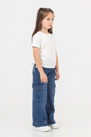 Kargo Pantolon Beli Ayarlanabilen Düğme Kapamalı Kız Çocuk Kargo Pantolon Beli Ayarlanabilen Düğme Kapamalı Kız Çocuk